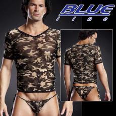 美國Blue Line-男子漢V領透氣T袖-迷彩綠 L/XL BLM020-適合亞洲男性尺寸