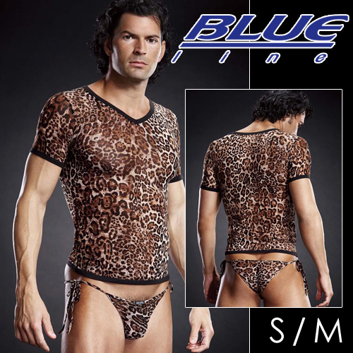 美國Blue Line-男子漢V領透氣T袖-豹紋色 S/M BLM020