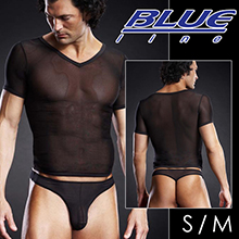 美國Blue Line-男子漢V領透氣T袖-經典黑 S/M BLM020